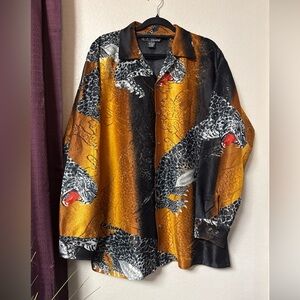 Trust Couture Collection Men’s Vintage L/S Leopard Sheer Top Size Large